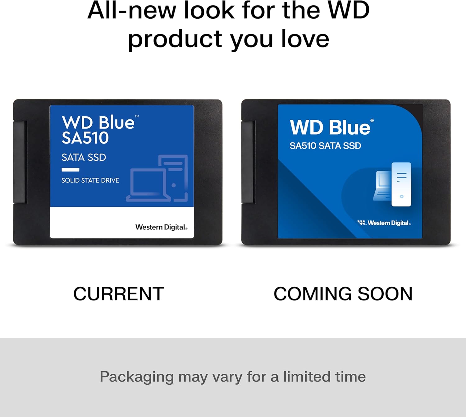 Western Digital 1TB WD Blue SA510 SATA Internal Solid State Drive SSD - SATA III 6 Gb/s, 2.5"/7mm, Up to 560 MB/s - WDS100T3B0A