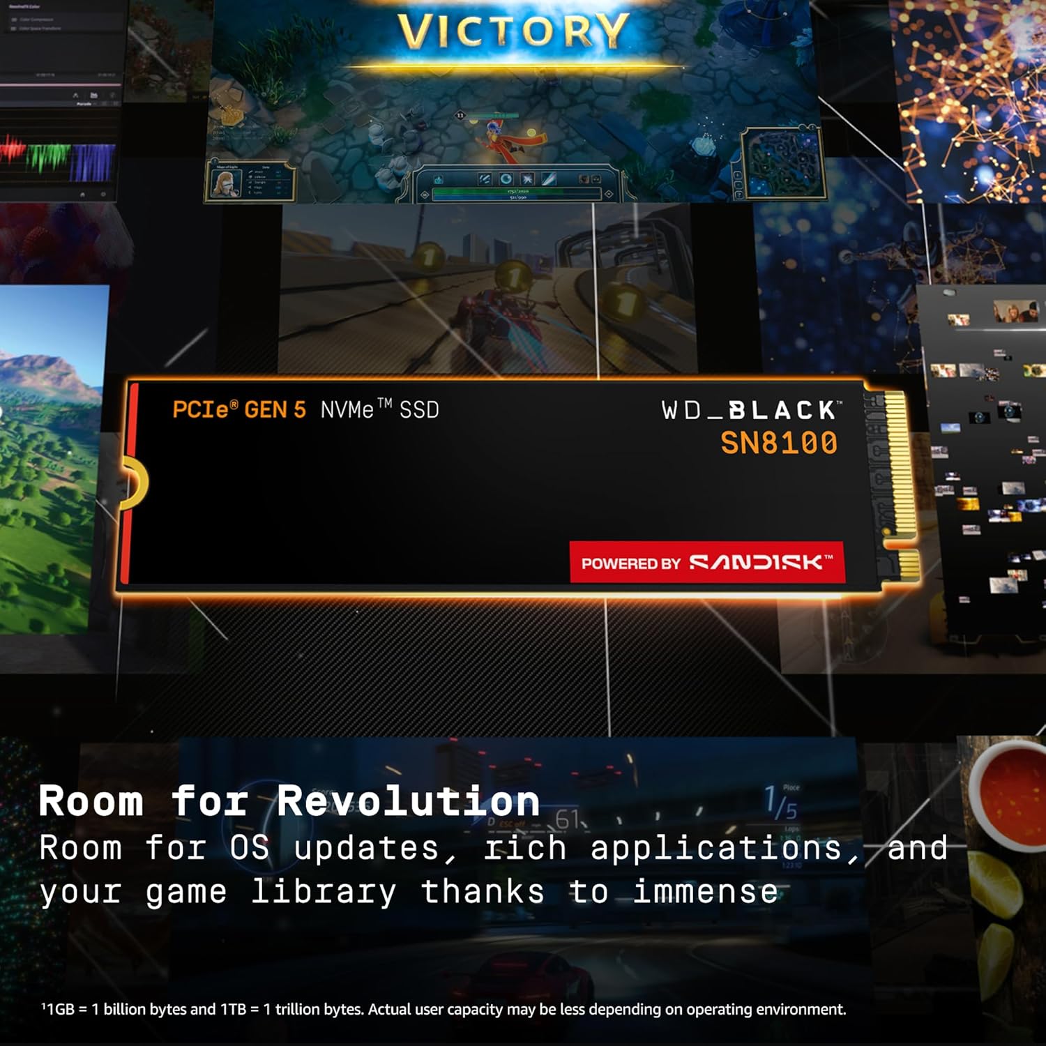 WD_Black SN8100 2TB NVMe SSD - PCIe 5.0x4, M.2 2280, Up to 14,900MB/s Read Speed, up to 11,000MB/s Write Speed, Best for AI Applications, Gaming, and Video Editing - WDS200T1X0M