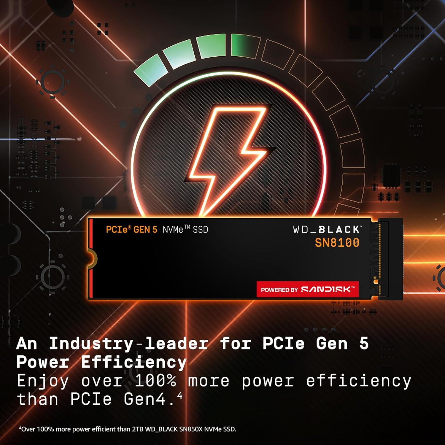 WD_Black SN8100 2TB NVMe SSD - PCIe 5.0x4, M.2 2280, Up to 14,900MB/s Read Speed, up to 11,000MB/s Write Speed, Best for AI Applications, Gaming, and Video Editing - WDS200T1X0M